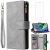 Asuwish Cover per Motorola Moto G54 5G Portafoglio con vetro temperato e porta carte catena in PU pelle a conchiglia Custodia di supporto G 54 54G XT2343-2 Telefono Case Donna Vetro Protezione Uomo