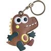 Dingfeiyu Pelle Cover Compreso Portachiavi per Apple Airtag, GPS Localizzatore Custodia per Bambini, Anziani, Animali Domestici, Zaino, Bicicletta, Valigia (dinosauro marrone)