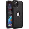 Mixroom - Custodia Cover Case per iPhone 15 Plus Case in Eco Pelle Nero e TPU Silicone Morbido di Qualita Ultra Resistente.