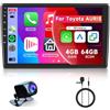 Hodozzy 8 Core 4G+64G Autoradio per Toyota Auris 2006-2011 Android 10,1 Pollici IPS Touch Screen Schermo GPS Carplay Android Auto, Hodozzy Radio Bluetooth 2 Din DSP, WiFi, FM RDS Radio, Telecamera per Toyota