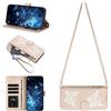 Tivenfezk Crossbody Portafoglio Cerniera Custodia per Honor Magic 8 Lite,Glitter Farfalla Slot per Schede Borsa con Spallina Tasca Magnetico PU Pelle Flip Collo Cordino Cover
