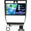 Hodozzy 4G+64G 8 Core Autoradio per Audi A6 C5 1997-2004 S6 1999-2004 RS6 2002-2006 Android 9 Pollici Touch Screen GPS Carplay Android Auto, Radio Bluetooth DSP WiFi RDS Camera Schermo 2 Din Stereo per Audi