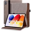 ONETHEFUL Custodia Xiaomi Redmi Pad 2 Pro 12.1 Pollici 2025 - Custodia in pelle PU Tablet Case con supporto multiuso, 2 scomparti per carte di credito e custodia per penna, antiscivolo | Caqui