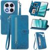 MOJIA Custodia Portafoglio per Xiaomi Redmi Note 14 PRO 5G / Poco X7 5G, Pelle PU Flip Cover per Telefono con Guscio Interno in TPU, Multifunzione Porta Carte con Cinturino Polso. Blu