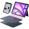 DANCESOUL Custodia per iPad Air da 33 cm (M3 M2, 2025 2024), tastiera wireless per iPad Pro 12,9 6/5/4/3a generazione, magnetica staccabile con trackpad, retroilluminazione a 7 colori, orizzontale/verticale