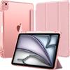 EspZanthic Custodia per iPad Air 11 M4/M3/M2/iPad Air 5th/4th 11 Rosa | Portapenne Cover Sottile Trasparente Opaco Back Touch ID Supporto Auto Wake/Sleep Leggero Antiurto Multi Angolo Stand