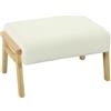 HOMCOM Pouf Sgabello con Cuscino Morbido, Gambe in Legno, Bianco Crema | Pouf in velluto a coste imbottito per camera da letto e soggiorno