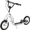 HOMCOM Monopattino Ruote Grandi per Bambini 5+ Anni 120x58x85-95cm Bianco | Manubrio Regolabile, 2 Freni, Telaio in Metallo, Max 100kg