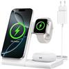 WATOE Stazione di Ricarica Magnetica 3 in 1, Compatibile MagSafe | Per iPhone 17/16/15/14/13/12, Apple Watch Ultra/Series/SE e AirPods, Design pieghevole per casa e viaggio