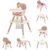 Ark miido Seggiolone Pappa 7 in 1 con Piatto Cena Smontabile, Cestino Cintura Vassoio Rimovibile Seggiolone Evolutivo Pappa per Bambini da 6 Mesi Fino a 6 Anni (Rosa)