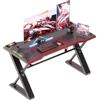 Xyphren Scrivania Gamer 140 x 55 cm con LED, scrivania da gioco a forma di Z spessa, rivestimento in fibra di carbonio, scrivania per PC Gamer facile da montare, nero in fibra di carbonio