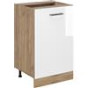 Vicco Mobiletto base cucina R-Line, Bianco lucido/Rovere dorato 50 cm | 1 Anta · Senza piano di lavoro · Piedini regolabili in altezza · 1 Ripiano · ✓ Liberamente combinabile