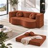 FGNIXLN Divano Letto Pieghevole 2 in 1, Divano con Funzione Letto Senza Struttura Rigida, Sofa Bed con 2 Cuscini, Letto Ospiti Pieghevole per Soggiorno, Camera da Letto e Ufficio,Arancione(150 x 50 x 64 cm)