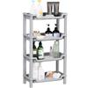 Qualiware Mensola angolare per doccia a 4 ripiani, 40 x 20 x 69,5 cm, antiruggine, autoportante, in plastica, per bagno, portaoggetti (grigio rettangolare)