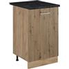 Vicco Mobiletto base cucina R-Line, Rovere artigianale/Rovere dorato 50 cm | 1 Anta · Piano di lavoro incl. · Piedini regolabili in altezza · 1 Ripiano · ✓ Liberamente combinabile