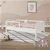 ML DESIGN modern living ML-Design Letto per Bambini e Bambine 70x140 cm Bianco-Naturale Lettino Singolo in Legno Massiccio con Rete a Doghe e Protezione Anticaduta Letto per Giovani in Legno di Pino