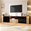 Merax Mobile TV con LED, moderno mobile basso con 2 ante, 1 cassetto e ripiano aperto, mobile TV per TV da 75 pollici, credenza per soggiorno, sala da pranzo, 180 cm, nero e colore legno