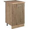 Vicco Mobiletto base cucina R-Line, Rovere artigianale/Rovere dorato 50 cm | 1 Anta · Piano di lavoro incl. · Piedini regolabili in altezza · 1 Ripiano · ✓ Liberamente combinabile