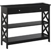 HOMCOM Tavolo Consolle con 2 Cassetti e 2 Mensole, Mobile da Ingresso e Soggiorno in MDF, 100x30.5x80cm, Nero