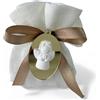 Doni Bomboniere Battesimo 12 pz Sacchettini Bianco con Ciondolo Oro e Gessetto Angioletto Fiocco Incluso Comunione Bimbo Segnaposto Confettata Bambina Traguardo Fai da Te