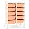 GIANTEX Carrello con 10 cassetti, impilabile, per cassetti, da cucina, bagno, ufficio, 65,5 x 37 x 87 cm (arancione chiaro)