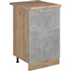 Vicco Mobiletto base cucina R-Line, Calcestruzzo/Rovere dorato 50 cm | 1 Anta · Piano di lavoro incl. · Piedini regolabili in altezza · 1 Ripiano · ✓ Liberamente combinabile
