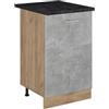 Vicco Mobiletto base cucina R-Line, Calcestruzzo/Rovere dorato 50 cm | 1 Anta · Piano di lavoro incl. · Piedini regolabili in altezza · 1 Ripiano · ✓ Liberamente combinabile