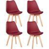 EGGREE Set di 4 Sedie da Pranzo Sala Sedie da Cucina con Gambe in Legno Sedie Ufficio Imbottita in Pelle PU Moderne Design,Rosso mattone