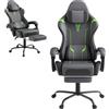 ACXIN Sedia da gaming ergonomica, colore grigio | Con cuscino lombare e poggiapiedi, inclinabile di 90-135°, seduta in memory foam, braccioli sincronizzati
