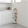 Hurrylying Scaffale angolare a 4 livelli, in PVC, 19 x 19 x 80 cm, multifunzione, per soggiorno, camera da letto, ufficio, bagno, bagno e cucina