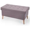 MG Design Panca Contenitore Velluto Lilla 45 x 90 cm - Panca Imbottita con Gambe in Legno per Camera da Letto, Soggiorno o Ingresso