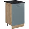 Vicco Mobiletto base cucina R-Line, Grigio-blu/Rovere dorato 50 cm | 1 Anta · Piano di lavoro incl. · Piedini regolabili in altezza · 1 Ripiano · ✓ Liberamente combinabile