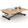 IDMarket - Tavolino di design industriale in legno e nero ALTURA, allungabile e trasformabile in tavolo da pranzo rettangolare