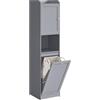 VASAGLE Mobile Portabiancheria per Bagno, Mobiletto Alto Bagno, Sacco Porta Biancheria Rimovibile con Maniglie, Scomparto con Anta, 40 x 40 x 170 cm, Grigio Tortora BBC761G02