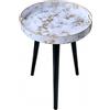 Simmer Stone Vassoio da interno in plastica con tre gambe in legno staccabili da 45 cm, tavolino versatile con design a vassoio, perfetto per caffè, tè e momenti di relax (marmo bianco)