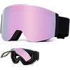 LBAWJWAIL Occhiali da Snowboard con Lente Magnetica Flip-Up | Occhiali da Sci UV400 Antiappannamento, Ampio Campo Visivo 120°, Compatibili con Casco per Uomo Donna Sport Outdoor