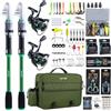 Goture Set da pesca 24T con 2 canne da pesca telescopiche, 1,8 m/2,1 m/2,4 m/2,7 m, set completo di 2 canne da pesca 5.2:1, set di attrezzi da pesca, scatola per esche e borsa per il trasporto, per