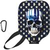YQxwJL Copertura per pickleball in neoprene con stampa teschio a righe blu e stelle, custodia protettiva con cerniera con tasca in rete e moschettone