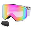 LBAWJWAIL Maschera Da Sci OTG Sopra Gli Occhiali Sferica | Maschera Snowboard Con Lente A Specchio REVO, Protezione UV400 Antiappannamento Compatibile