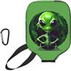 YQxwJL Copertura verde della pagaia del pickleball del neoprene della stampa aliena della chiusura lampo della manica protettiva con la tasca della rete e il moschettone
