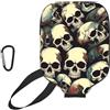YQxwJL Copertura per pagaia da pickleball in neoprene con stampa scheletro con teschio e custodia protettiva con cerniera con tasca in rete e moschettone