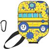 YQxwJL Copertura della pagaia del pickleball del neoprene della stampa della stampa dello scuolabus, manica protettiva della chiusura lampo con tasca a rete e moschettone