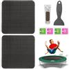 NIDONE Kit di riparazione toppe per trampolino 2 pezzi, toppe quadrate impermeabili per trampolino con raschietto e colla per strappi o fori della tenda, 10 cm/4 pollici