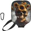 YQxwJL Copertura per pagaia in neoprene con stampa teschio di girasole di Halloween, custodia protettiva con cerniera con tasca in rete e moschettone