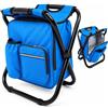 Generic Zaino Sgabello Pieghevole con Borsa Termica Oxford, Pesca e Campeggio Nero | Telaio in Tubo d'Acciaio, Scomparto Isolato e Tasca Laterale per Bottiglia per Pause Outdoor e Organizzazione