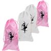BESPORTBLE 4 Pezzi Borsa per Scarpe da Ballo Coulisse, in Raso e Tela | Bianco e Rosa, Traspirante e Portatile, per Piccoli Accessori, Inserto Zaino, Spettacoli