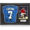 Exclusive Memorabilia Maglia blu del Manchester Utd autografata da Eric Cantona. Cornice iconica