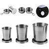Domary Tazza Pieghevole in Acciaio Inossidabile per Viaggi All'aperto con | Acciaio Inossidabile Senza BPA, capacità 60-250 Ml Espandibile, Portachiavi Incluso per Escursionismo, Campeggio, Pesca