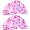 Vaguelly 2 Pezzi Cuffia da Nuoto per Cartoni Animati, Design Hawaii, Rosa | Poliestere, Mantiene i Capelli Raccolti, Adatta a Lezioni e Nuoto, Comoda per Orecchie