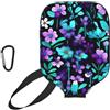 YQxwJL Copertura per pagaia in neoprene con stampa floreale viola e foglia di tè, custodia protettiva con cerniera con tasca in rete e moschettone